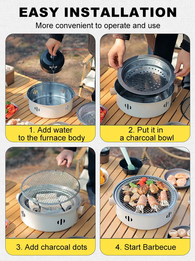 Barbecue Grill Home Barbecue Outdoor Camping Charcoal BBQ Stove Grills Mesh Portable Smokeless Barbecue Grill Pan Multifunction - Stereotech