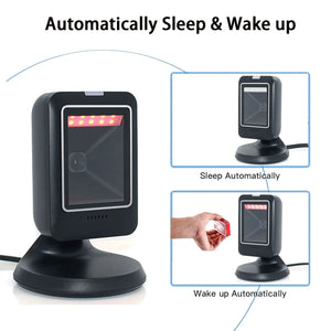 Barcode scanner 2D all-round desktop automatic sensing data matrix reader supermarket usb barcode reader 1D 2D QR code - Stereotech