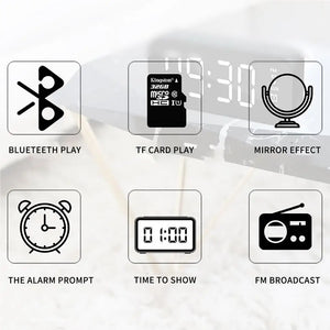 Digital Alarm Clock Electric Times Displaying Devices Rechargeable Multifunctional Wireless Speaker Tabletop Clocks  pink
