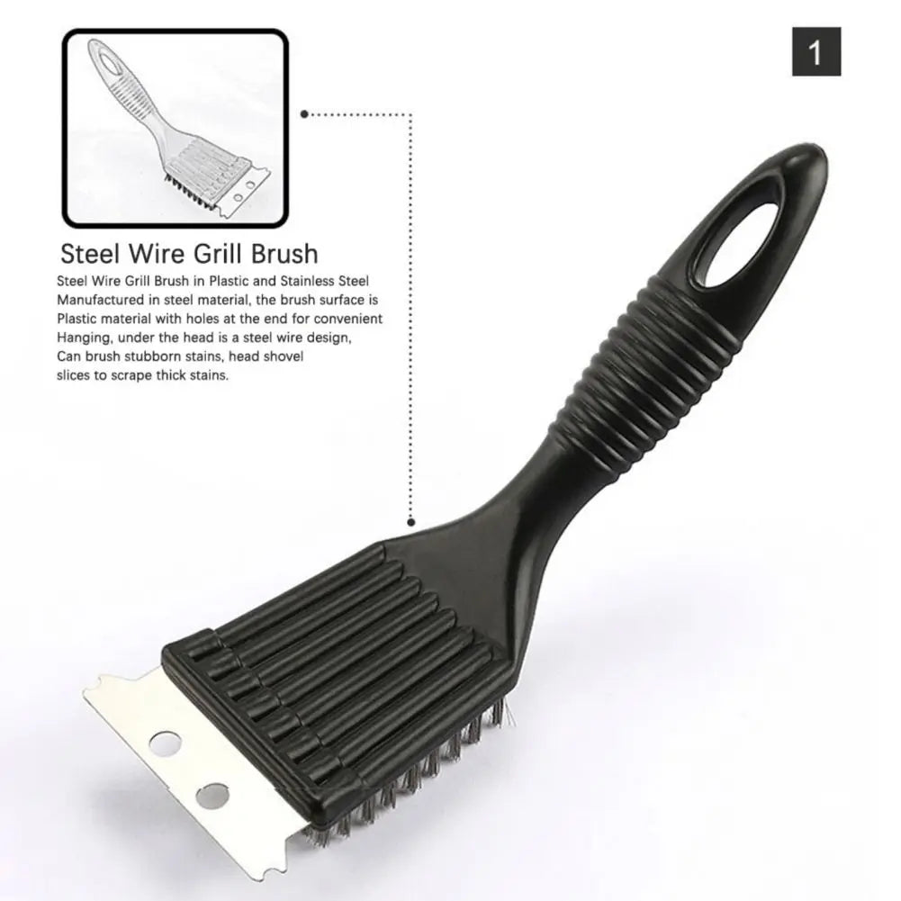BBQ Grill Cleaning Brush Steel Wire Bristles Barbecue Cleaning Brushes Cooking Tool Outdoor Home BBQ Gas Kit Accessories - Stereotech