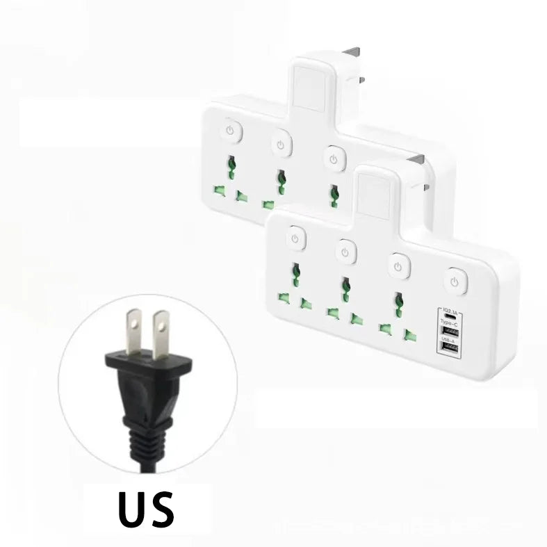 EU UK US Plug AC Outlet Power Strip Multiprise Wall Socket Universal Network Filter USB Type C Adapter for Home night light