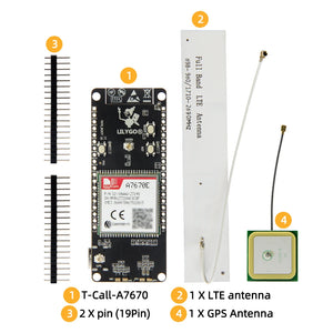 LILYGO® T-Call A7670 4G 2G ESP32 Development Board A7670E LTE GSM Cellular Network ESP32-WROVER-E WiFi Bluetooth Wireless Module