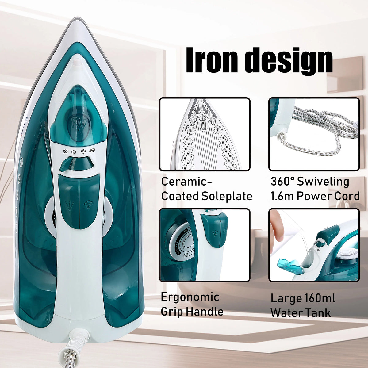 Electric Iron Portable Mini Garment Steamer Steam Iron For Clothing Iron Adjustable Ceramic Soleplate Iron For Ironing Sonifer - Stereotech