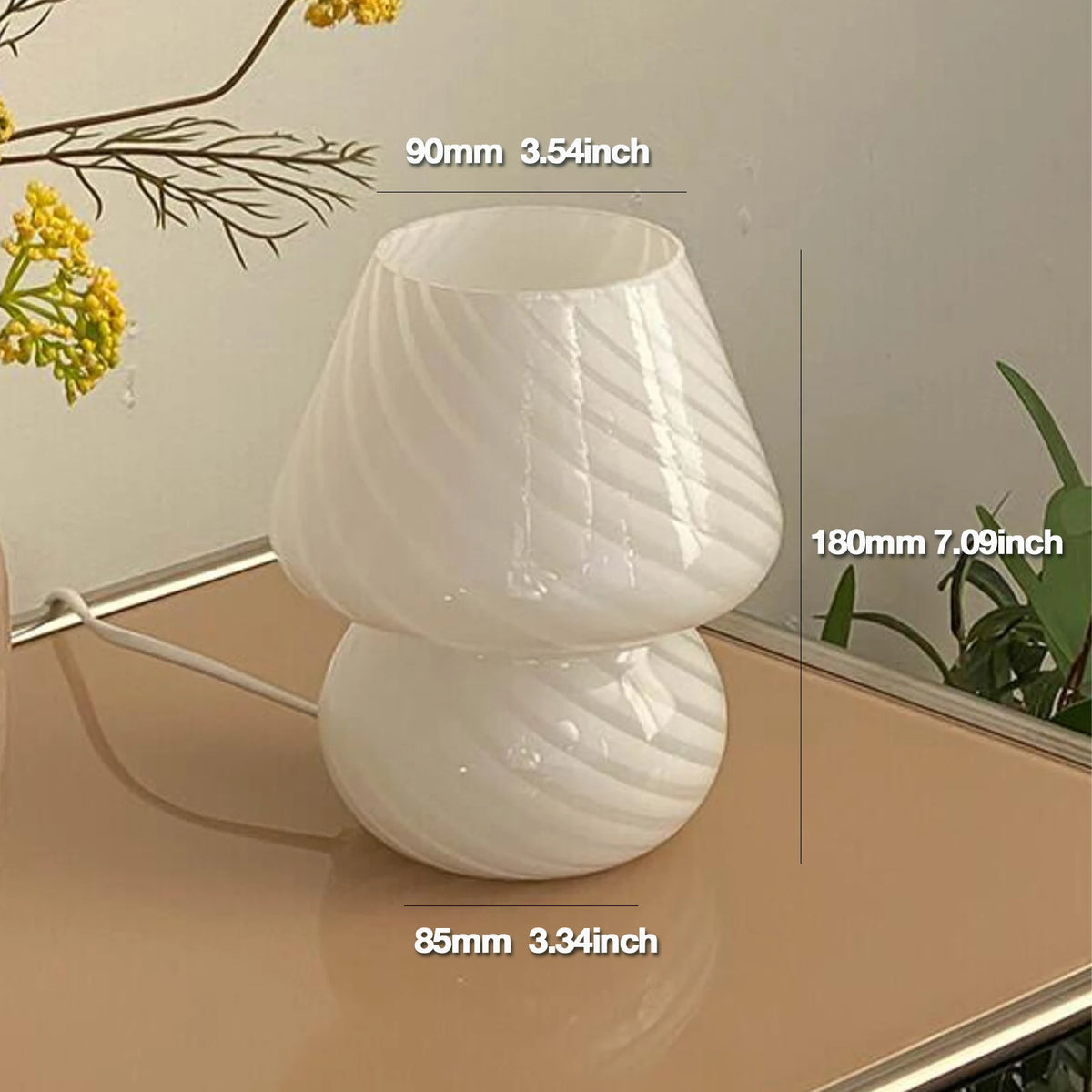 Murano Glass Desk Lamp Glass Table Bedside Lamps Vintage Striped Small Mushroom Decor Ambient Light Bedroom Livingroom