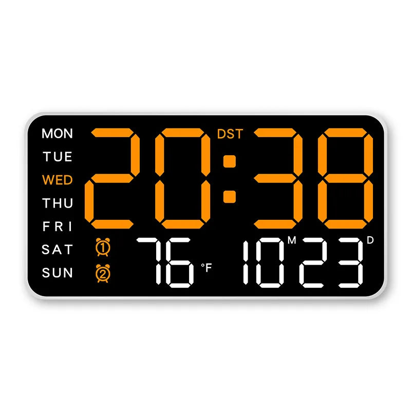 Digital Wall Clock Temperature Date Week Display Dual Alarm Clock Voice Control 5 Levels of Brightness Adjustment Table Clock