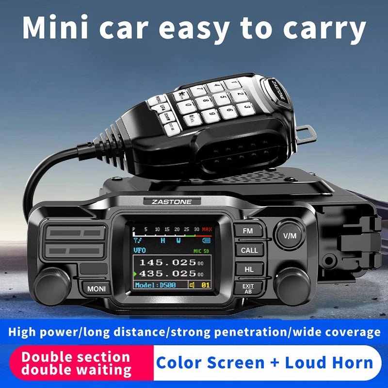 ZASTONE D500 Car Walkie Talkie 25W Mini Mobile Car Radio HF Transceiver Decoding Outdoor Communication 130-179MHZ