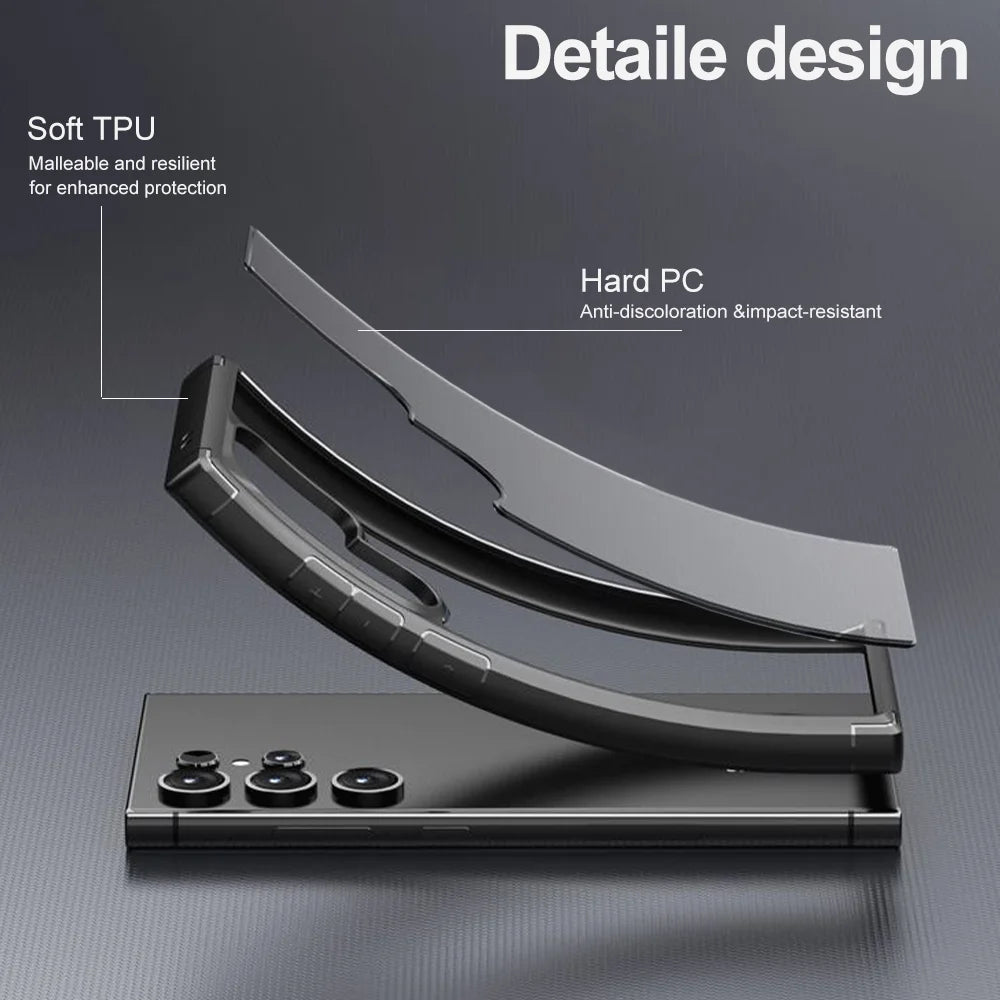 for Samsung Galaxy S24 S23 S22 S21 FE Plus Ultra Phone Case Glossy Acrylic Colored Border Cover Clear Soft Shell Antifall Fundas