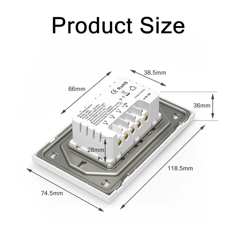 Milfra Smart Wifi Switch Neutral Wire Optional Intelligent Wall Button Light Switches AC100-240V Tuya APP Voice Control by Alexa - Stereotech