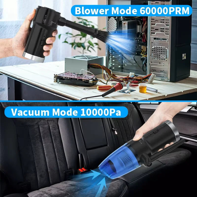 Upgraded Cordless Electric Compressed Air Duster-Blower &amp; Vacuum 2-in-1, Replaces Canned Air Spray Cleaner for Computer Keyboard