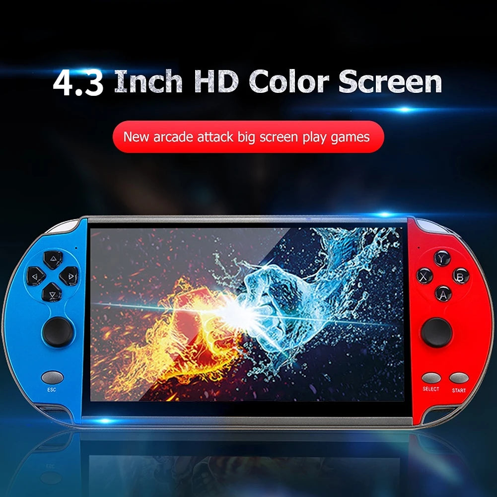 X7 Handheld Game Console 4.3Inch HD Screen Handheld Portable Video Player Built-in Classic Free Games