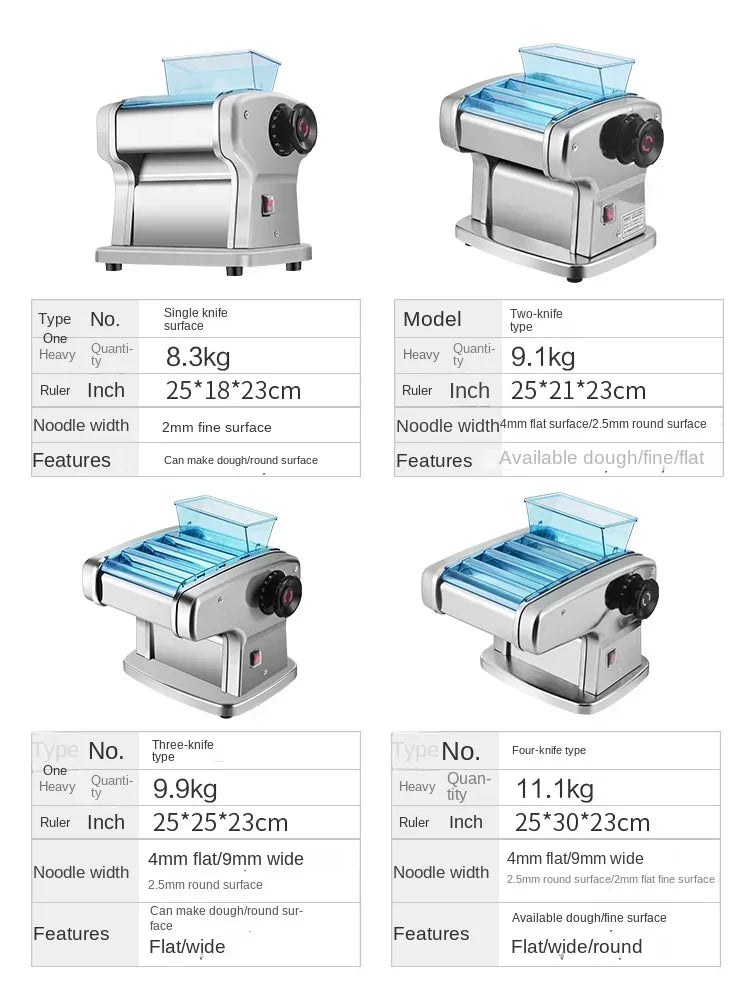 220V electric noodle pressing machine, noodle machine, fully automatic stainless steel multifunctional rolling machine - Stereotech