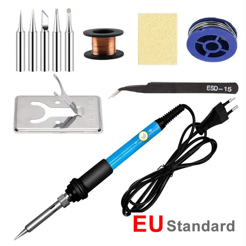 7 in 1 Set Adjustable Temperature Electric Soldering Iron 110V/220V 60W Electric Soldering Iron Set Welding Solder Repair Tool