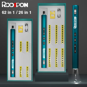 RDDSPON 62/26Pcs Professional Precision Electric Screwdriver Magnetic Set Adjustable Torque Rechargeable for Smart Home Repair