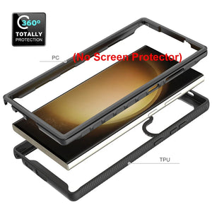 Rugged Armor Shockproof Phone Case For Samsung Galaxy S23 S24 Ultra S22 S21 Plus S20 FE Soft TPU Bumper Hard Plastic Back Cover