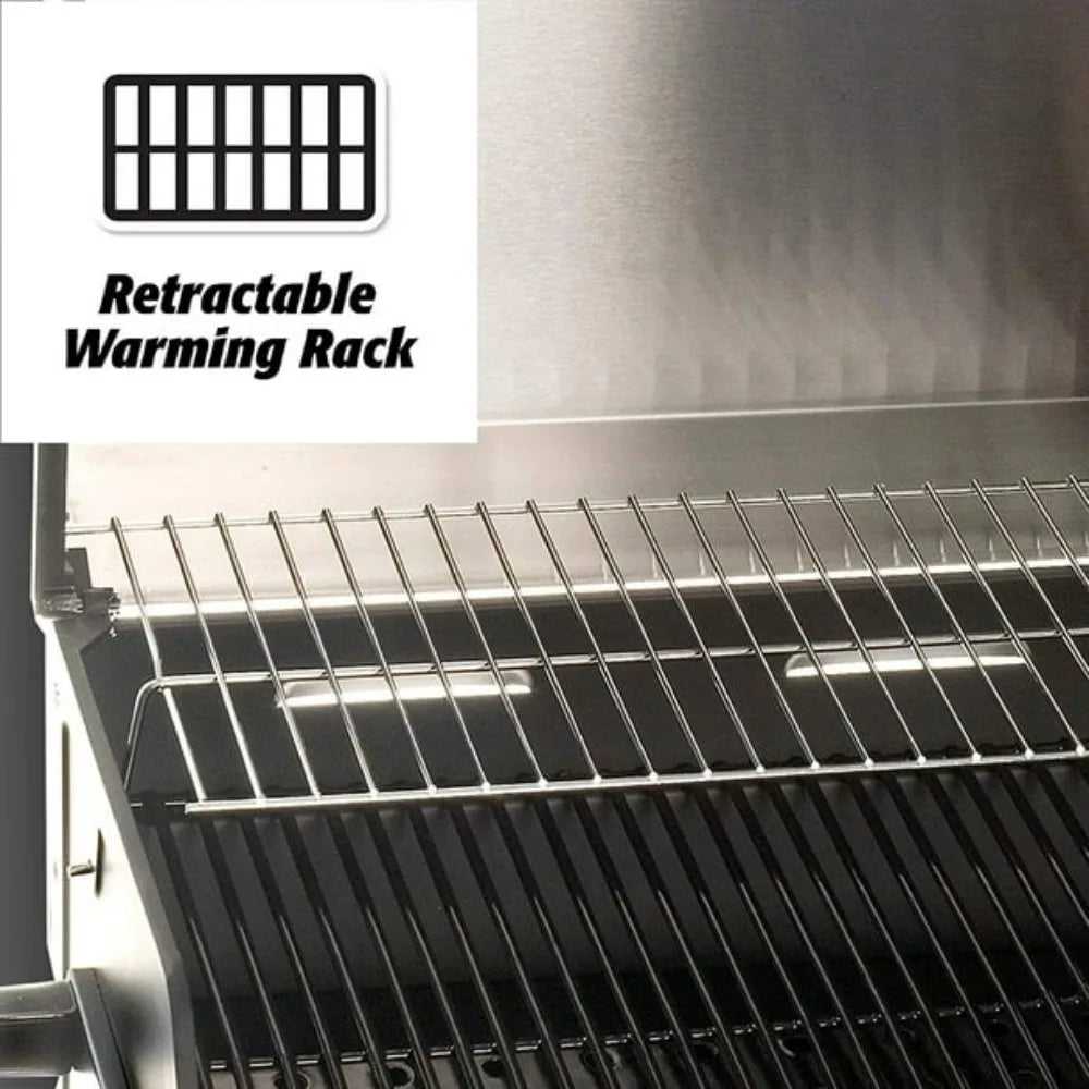 Barbecue Grill Portable Propane Gas Grill - 14000 BTU Tabletop BBQ with Porcelain Grate Folding Support Legs and Grease Pan Bar - Stereotech