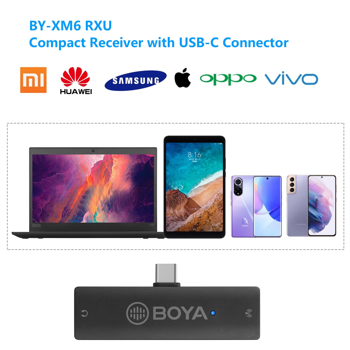 BOYA BY-XM6 S 2.4GHz Condenser Wireless Lavalier Lapel Microphone for PC Mobile Android iPhone DSLRs Cameras Streaming Youtube