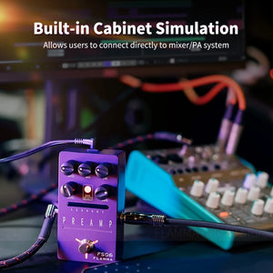 FLAMMA FS06 Preamp Pedal Digital Guitar Effects Pedal with 7 Preamp Models Preset Save Slot Built-in Cabinet Simulation