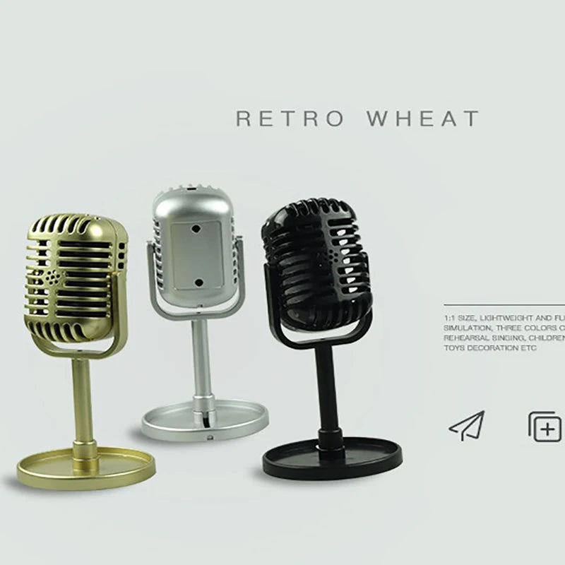 Simulation Props Mic Retro Dynamic Vocal Microphone Vintage Style Wireless Mini Mic Universal Stand Stage Performance Karaoke - Stereotech
