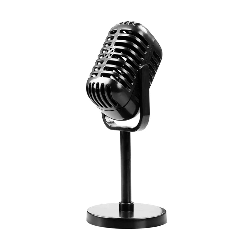 Simulation Props Mic Retro Dynamic Vocal Microphone Vintage Style Wireless Mini Mic Universal Stand Stage Performance Karaoke - Stereotech