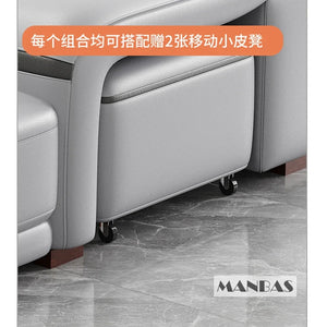Linlamlim Genuine Leather Living Room Sofas Power Reclining Couch Electric Recliners With stools seating room, sofa reclinable