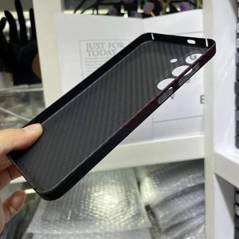 Case for Samsung Galaxy S24 S24+ Plus 600D Real Carbon Fiber Aramid Cell Mobile Phone Protective Cover Protection Shell