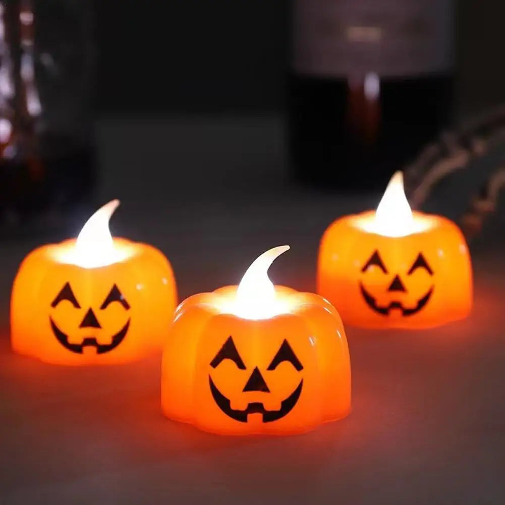 1PC Halloween Pumpkin Lights LED Electronic Candle Lights Halloween Horror Props Home Bar Haunted House Decoration Props
