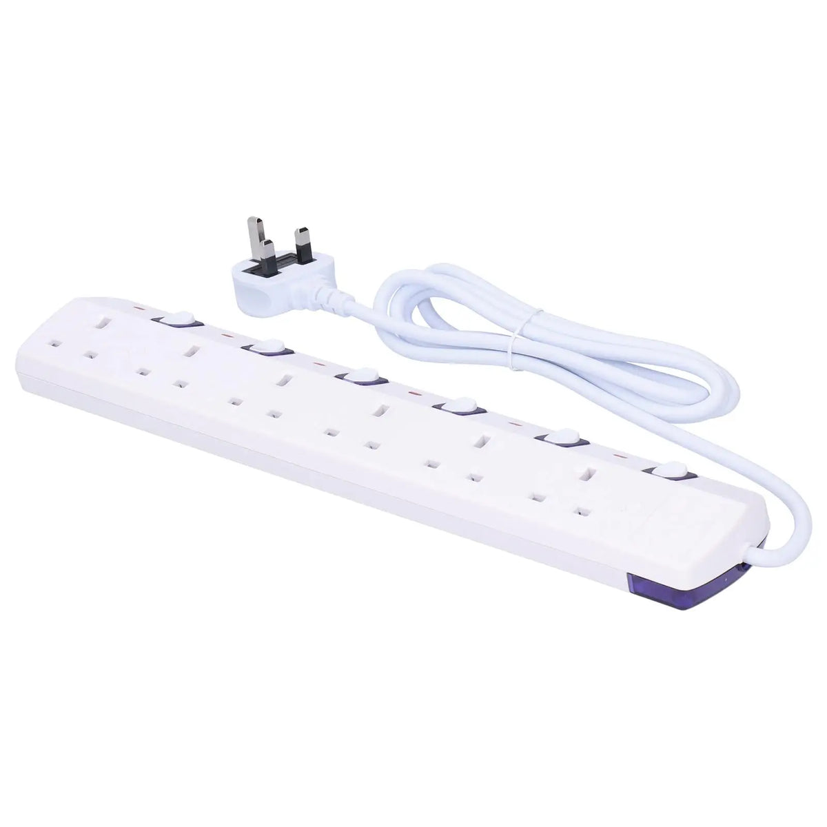 6 Outlet Power Strip Tower UK Plug 250V 13A with 2M Cable Copper - Multi Plug Electrical Extenders for Charging