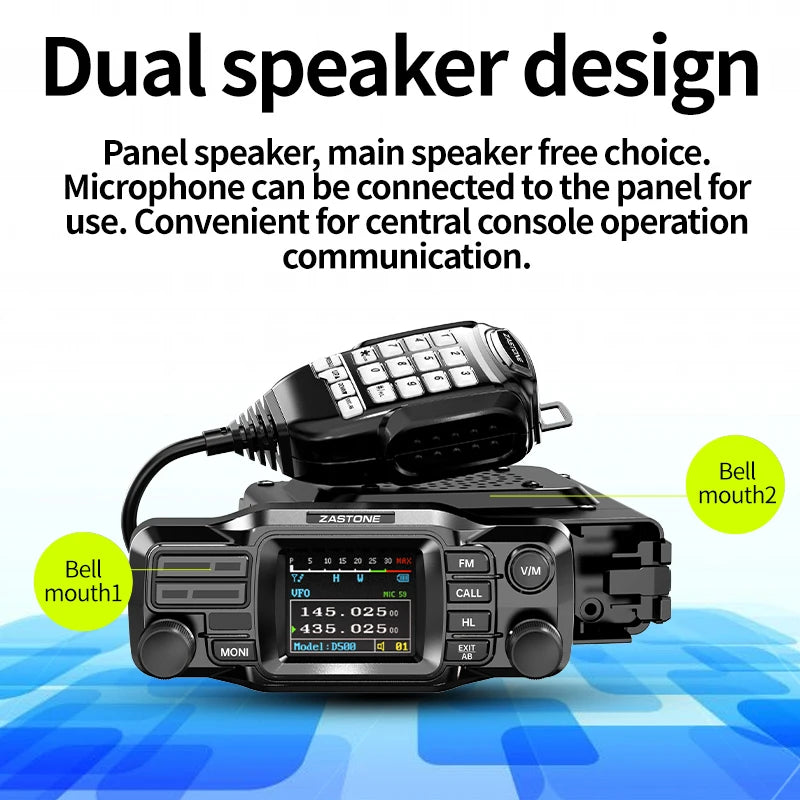 ZASTONE D500 Car Walkie Talkie 25W Mini Mobile Car Radio HF Transceiver Decoding Outdoor Communication 130-179MHZ
