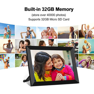 WiFi Frameo Digital Picture Frame 10.1 Inch Smart Digital Photo Frame 1280x800 IPS HD Touch Screen 32GB Memory Electronic Frame