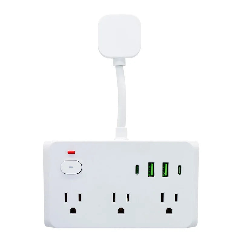 10Ports Power Strip US Plug 6AC Outlets Electrical Socket Extension Cord USB Type C Charger Fast Charging Network Filter Adapter