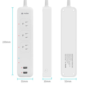 LELLKI Matter US Smart Power Strip Multi Outlet Plug Works with Apple Home Siri Voice Control SmartThings Google Home Timing App