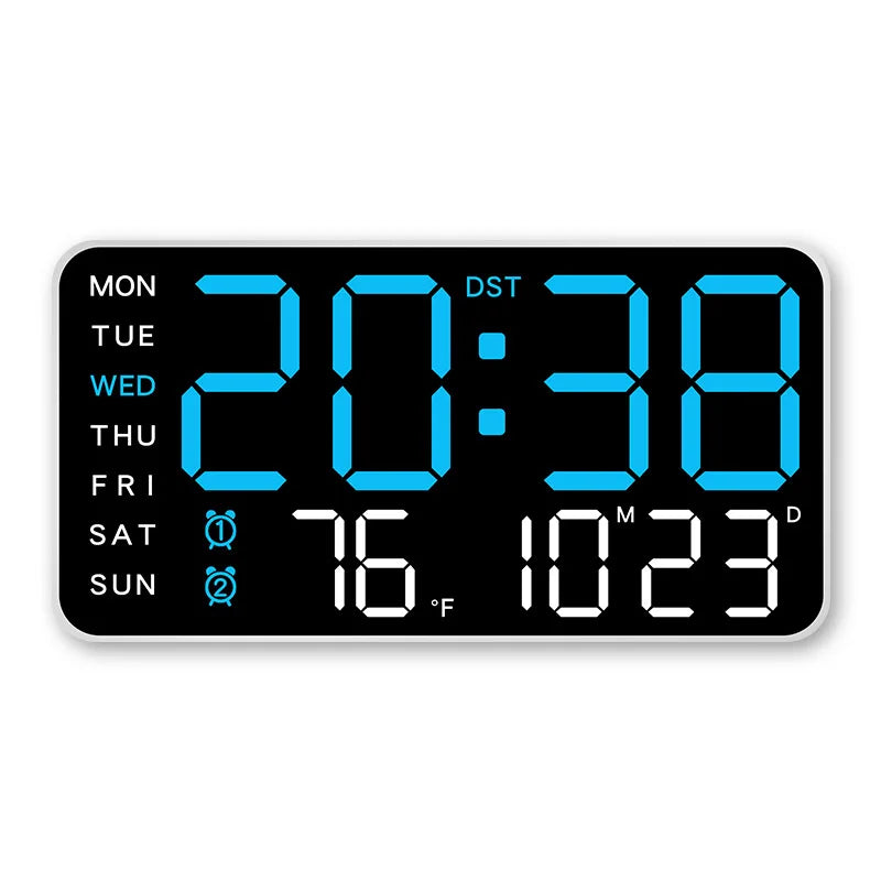 Digital Wall Clock Temperature Date Week Display Dual Alarm Clock Voice Control 5 Levels of Brightness Adjustment Table Clock
