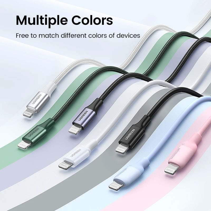 UGREEN MFi 20W PD USB C to Lightning Cable for iPhone 14 13 12 11 Fast Charging for Apple iPad Phone Charger 25cm 50cm 2m short