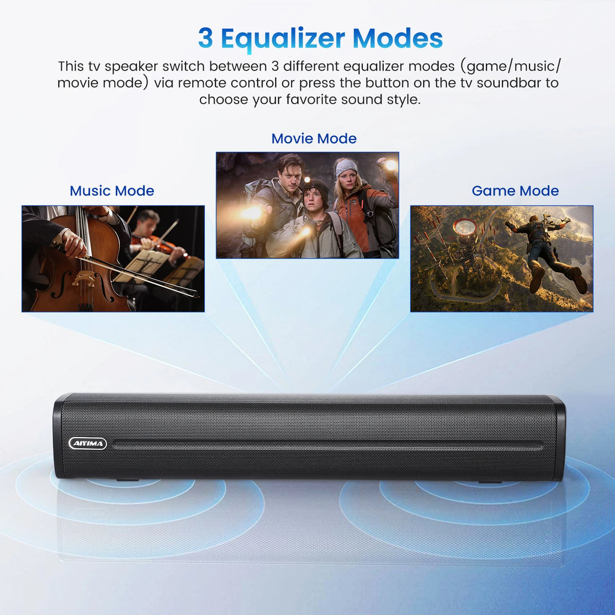 AIYIMA Bluetooth Subwoofer Soundbar TV Audio Echo Wall Computer Speaker Home Theater Hifi Music Wireless Bluetooth Speaker