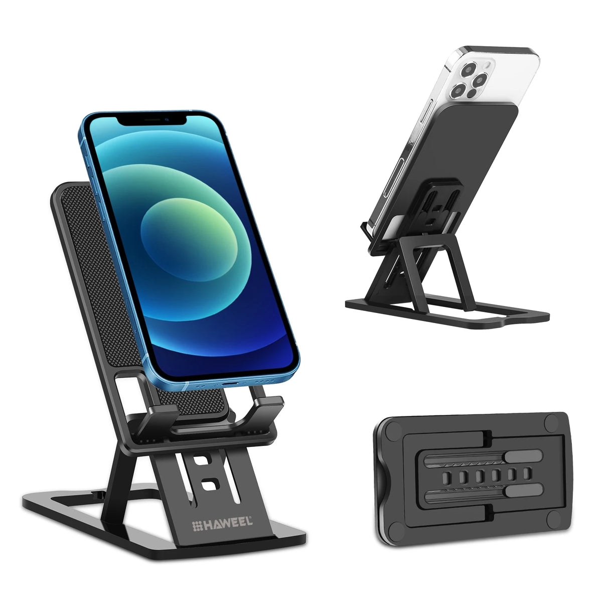 HAWEEL Adjustable Lifting Folding Portable Live Broadcast Desktop Plastic Holder Compatible with Devices Within 12 Inches - Stereotech