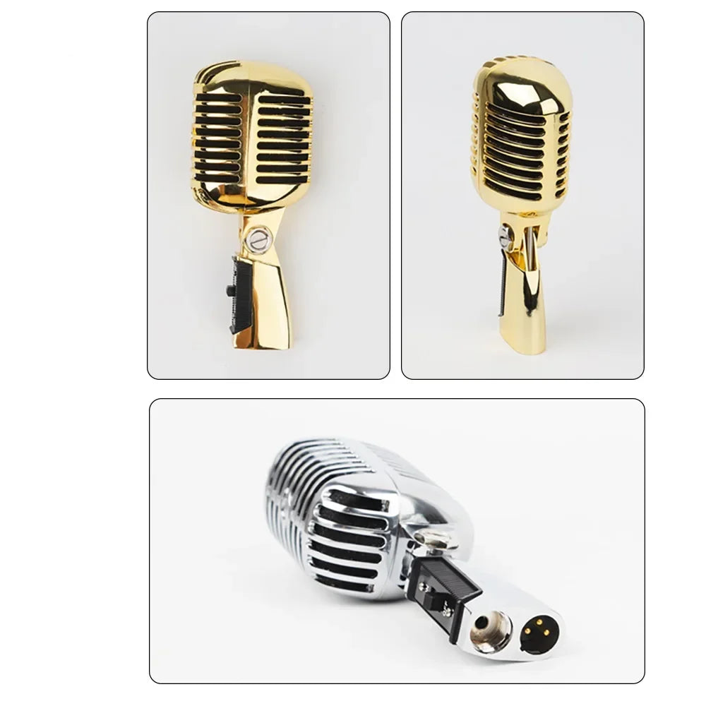 Dynamic Microphone Vintage Portable Bar Stage Performance KTV Karaokes Speech Mic Home Electric Accessories Singer - Stereotech