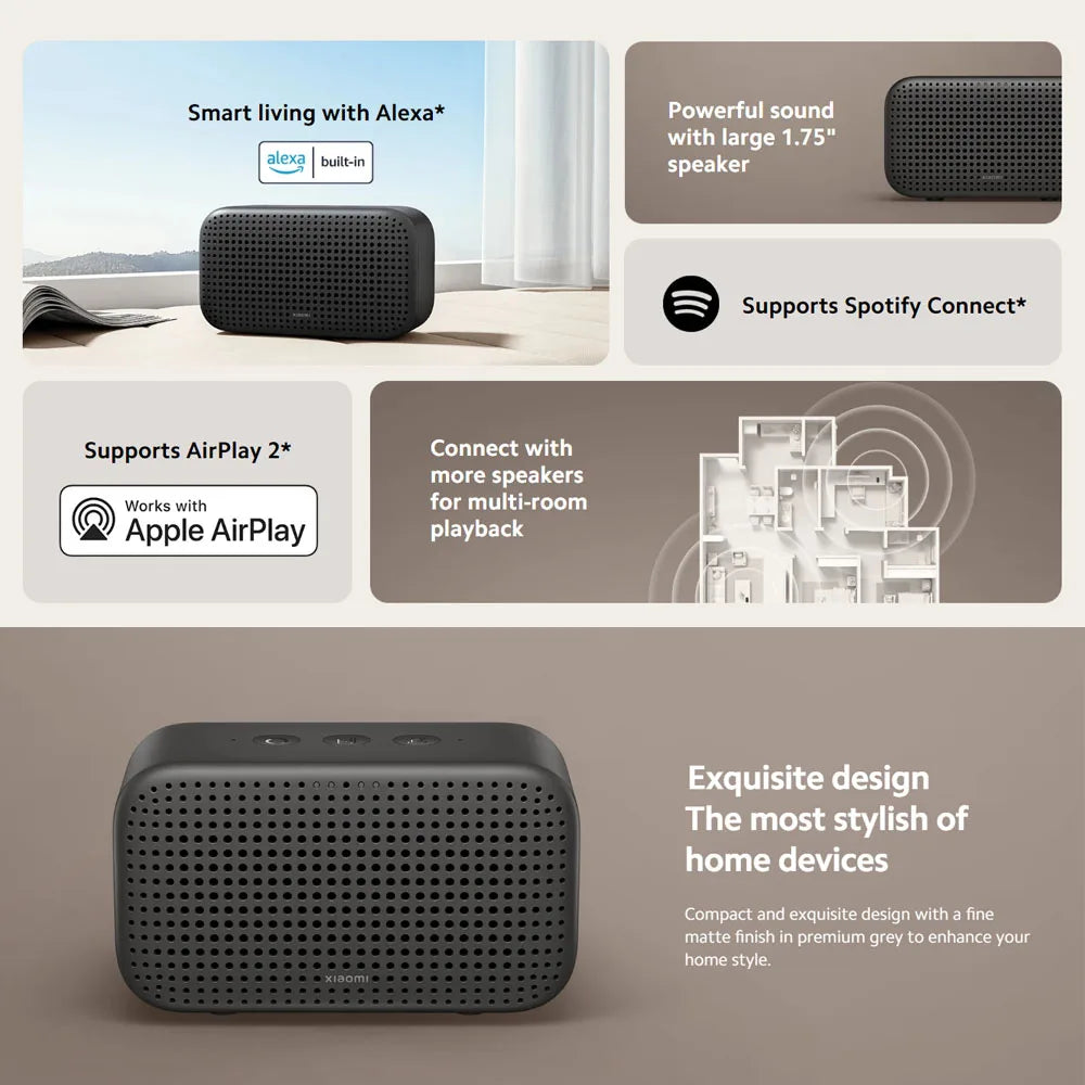 Xiaomi Smart Speaker Lite Global Version Smart Hub AI Speaker 1.75&quot;  Bluetooth Wifi Built in Alexa Works With Mi Home App