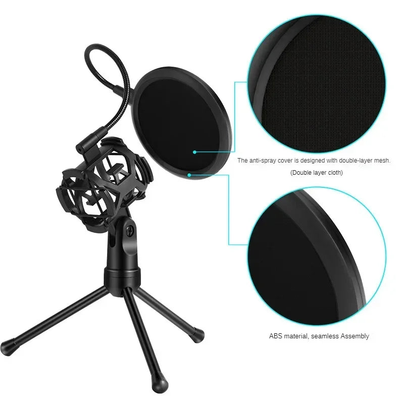 Microphone Stand Gaming Mic Tripod Mount Recording Equipment for Podcast Recording Studio Laptop Desktop Microphone Holder