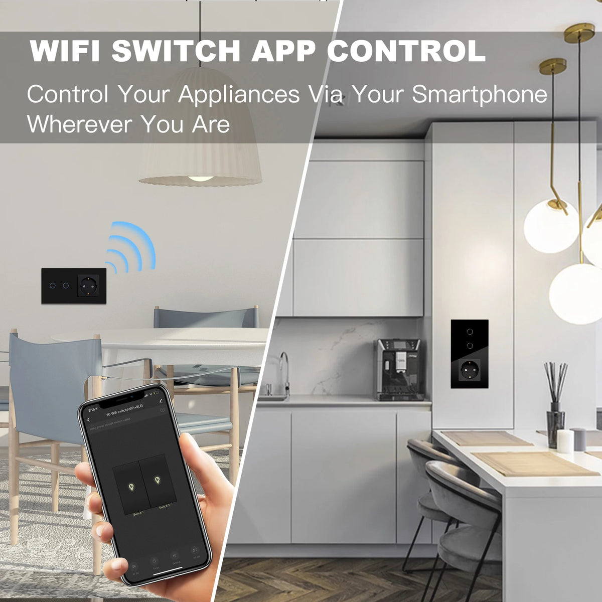 BSEED 1/2/3Gang Wifi Light Switches Smart Touch Switch Work With Tuya Smart Life Alexa App EU Electric Socket USB Type-C Prots