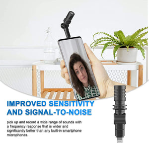 BOYA BY-M100D Plug & Play iPhone Mini Microphone for iPhone ipad iOS Smartphones Podcast Liver Stream Tiktok YouTube Video Vlog