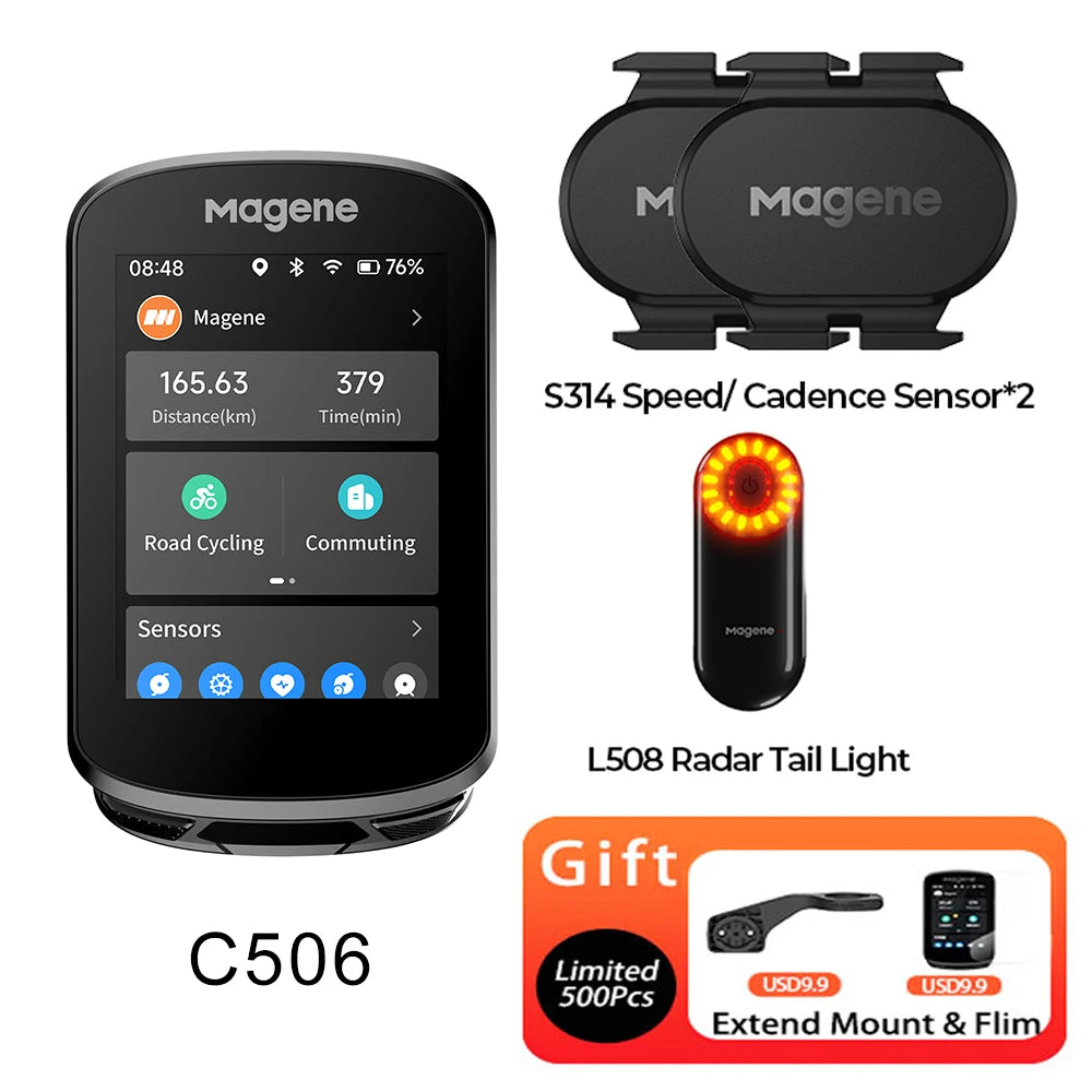 Magene C506 GPS Bike Computer Navigation WiFi Speedometer Color Touchscreen MTB Road Bicycle Odometer Cycling Training Notice