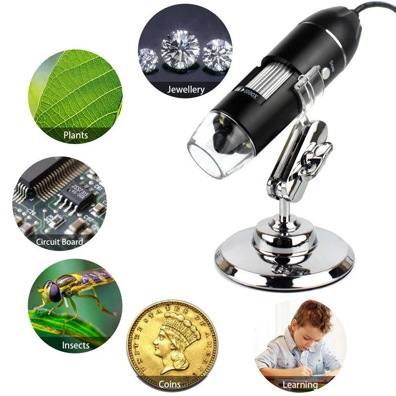 1600X Digital Microscope Camera 3in1 Type-C USB Portable Electronic Microscope Camera LED Magnifier For Soldering Phone Repair