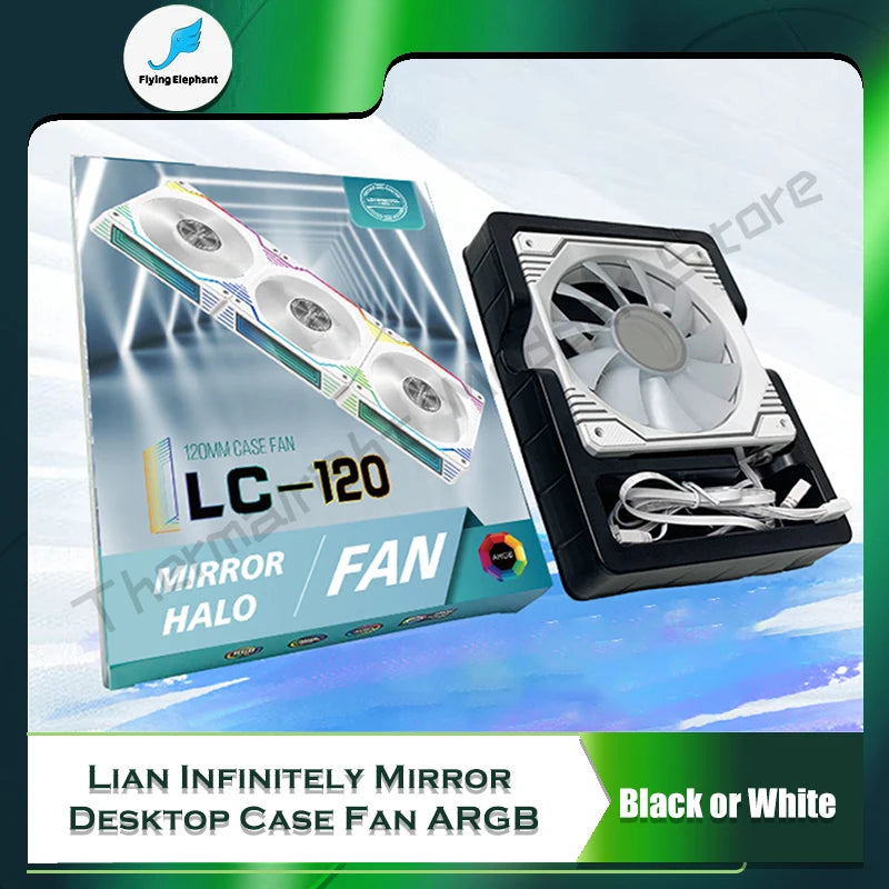 Computer Gamer Cabinet RGB Case Infinitely Mirror Type 5V ARGB + PWM Cooler Forward &amp; Reverse MB AURA SYNC Black/White - Stereotech