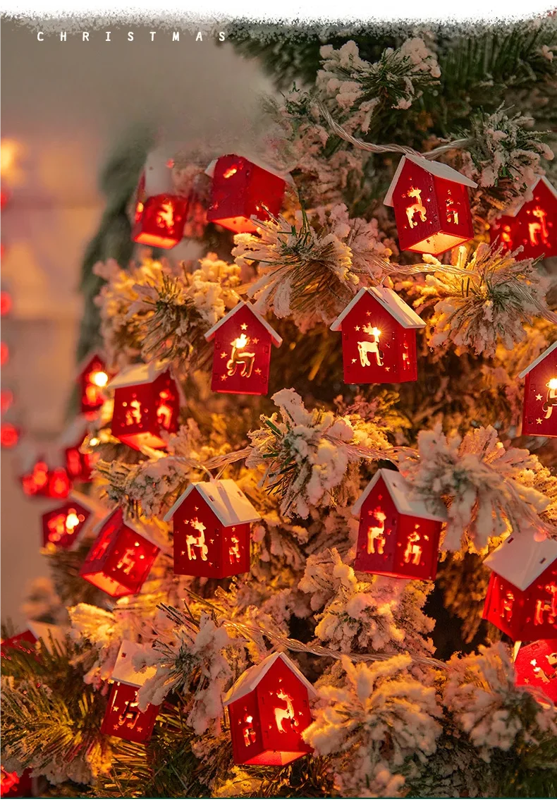 Christmas Mini House LED Light String Christmas Tree Decoration 2024 New Year&#39;s Christmas Party Home LED Light String Decoration