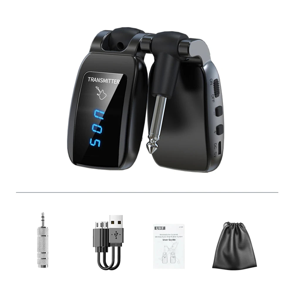 Guitar Transmitter Receiver Set Use Time Up To 8h Guitar Earphone Amplifier 5.8GHz/2.4GHz for Guitar Bass Electric Instruments