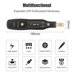 USB Engraving Tool Dremel Tool Cordless Drill Rotary Tool Mini Wireless Electric Drill Rechargeable Polishing Machine