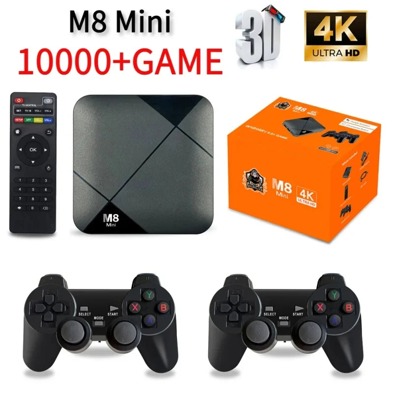 M8 Mini Video Game Console 10000 Games Football Racing Plumber 64GB 4G 4K Game Stick for GBA CP1 Android TV BOX