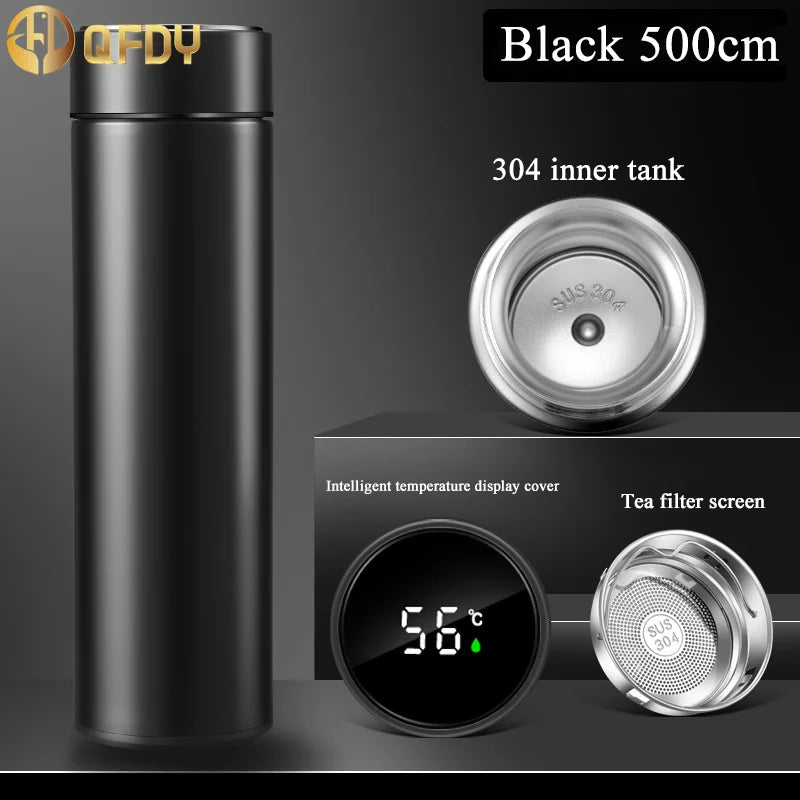 LED Temperature Display Thermos Cup 500ml Smart Thermos Bottle Stainless Steel Vacuum Flask Portable Water Bottles Adult - Stereotech