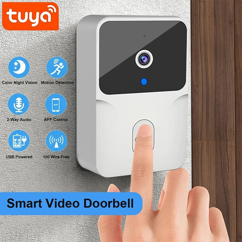 Tuya WiFi Video Doorbell Wireless HD Camera PIR Motion Detection IR Alarm Security Smart Home Door Bell WiFi Intercom for Home - Stereotech