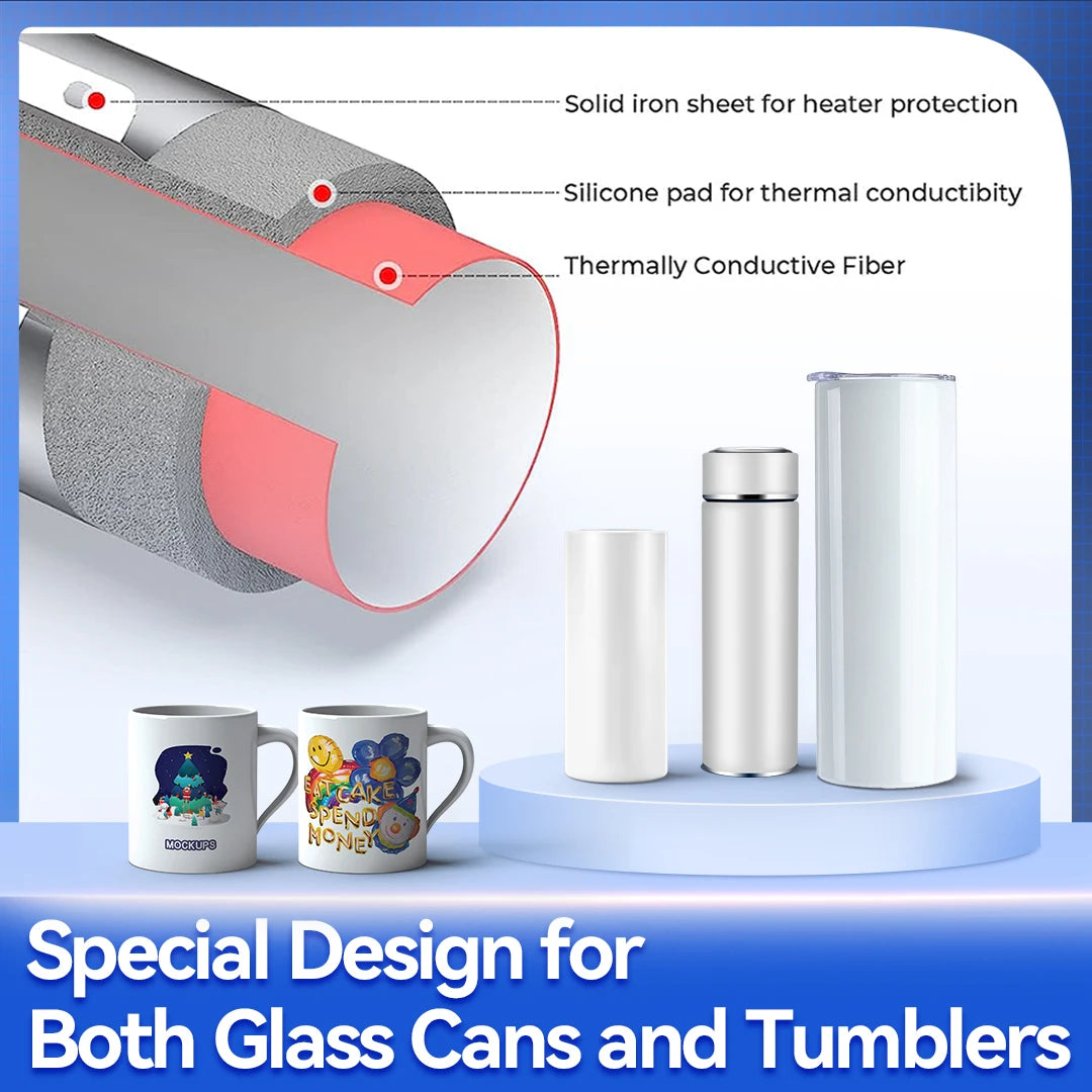 Tumbler Mug Heat Press Machine 11oz-30oz Touchscreen Sublimation Straight Blank Skinny Tumbler Glass Transfer Auto Print Machine - Stereotech